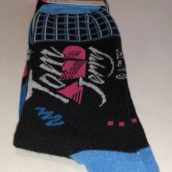 Nwt Tom and Jerry socks black hot pink blue cartoon fun socks unisex - Picture 4 of 8